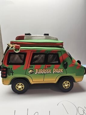 Loungefly Jurassic Park Green Red Van Crossbody Bag